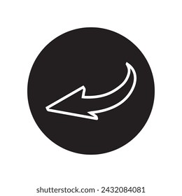 Curved arrow icon vector. Arrow pointer logo design. Arrow left vector icon illustration in circle isolated on white background