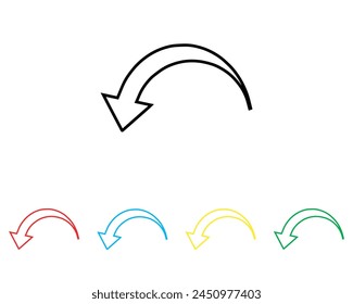 Curved arrow icon vector. Arrow pointer icon sign symbol in trendy flat style. Set elements in colored icons. Arrow down vector icon illustration isolated on white background