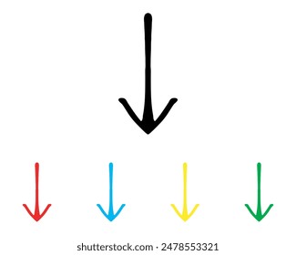 Curved arrow icon vector. Arrow pointer icon sign symbol in trendy flat style. Set elements in colored icons. Arrow down vector icon illustration isolated on white background