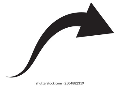Curved arrow icon vector. Arrow pointer icon sign symbol vector. Arrow right vector icon illustration isolated on white background