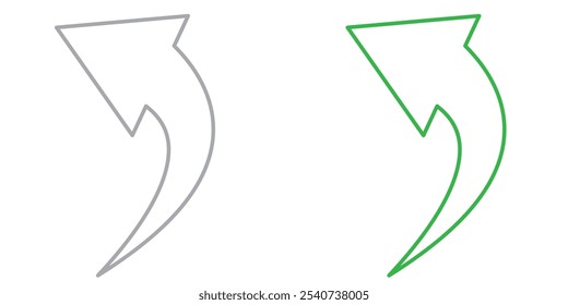 Curved arrow icon vector. Arrow pointer icon sign symbol in trendy flat style. Arrow down vector icon illustration isolated on white and black background