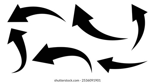 Curved arrow icons. Curved arrows set. Curved arrow symbol collection. Curve arrow. vector illustration.