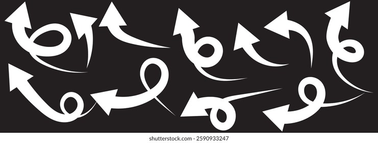 Curved arrow icons. curved arrows set. arrow symbol collection. vector