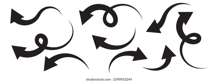 Curved arrow icons. curved arrows set. arrow symbol collection. vector