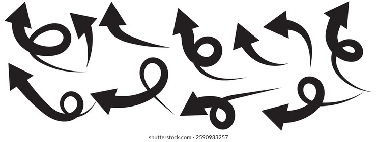Curved arrow icons. curved arrows set. arrow symbol collection. vector