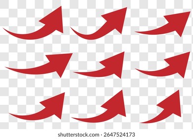 Curved arrow icons. curved arrows set. Curved arrow icon vector set. curved flat design .