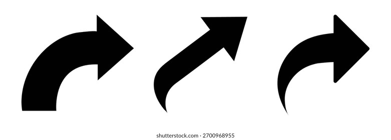 Ícones de seta curva. setas curvas definidas. Design vetorial.