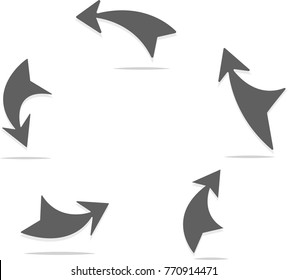 Curved arrow icons, black vector arrows