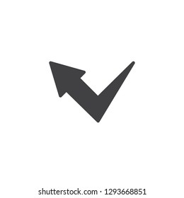 Curved arrow left vector icon. filled flat sign for mobile concept and web design. Left Angle Arrow simple solid icon. Symbol, logo illustration. Pixel perfect vector graphics