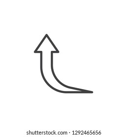 Curved arrow up line icon. linear style sign for mobile concept and web design. Arrow up direction outline vector icon. Symbol, logo illustration. Pixel perfect vector graphics