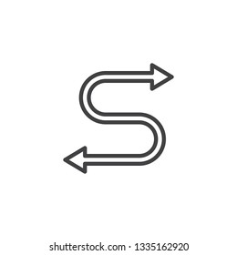 Curved arrow line icon. linear style sign for mobile concept and web design. Left and right directions arrow outline vector icon. Symbol, logo illustration. Pixel perfect vector graphics