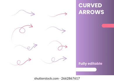 Kurvenpfeilzeilensymbole in Farbverlauf für Richtungen Navigation und Infografiken