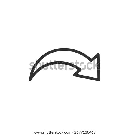 Curved arrow, linear icon. Direction and return concept. Line with editable stroke.