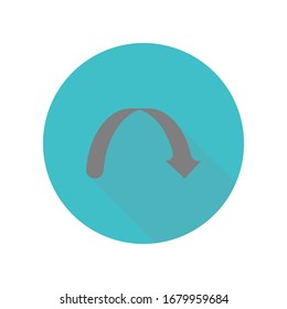 Curved arrow long shadow icon. Simple glyph, flat vector of web icons for ui and ux, website or mobile application