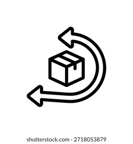 A curved arrow looping back over a box to symbolize a return.