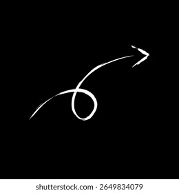 Curved Arrow on black background 