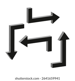 Curved arrow path. Directional flow symbol. Abstract pointer icon. Vector navigation element.