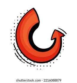 Curved Arrow with Pointed End and Dots Doodle Style Vector Element