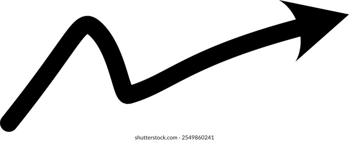 Curved arrow pointer hand drawn doodle style zigzag stripes arrows line 