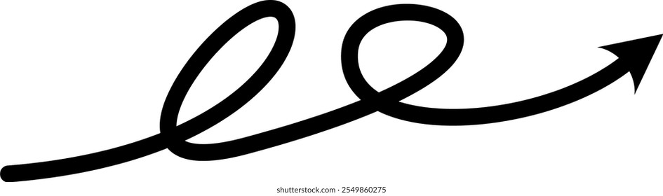 Seta curva ponteiro mão desenhado doodle estilo ziguezague listras setas linha 