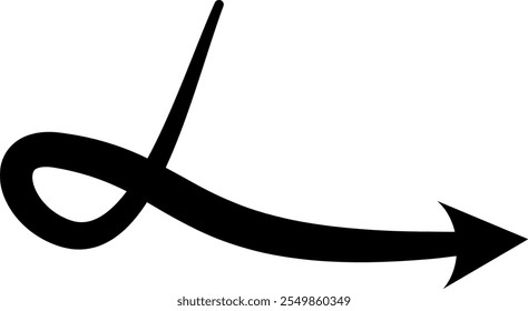 Curved arrow pointer hand drawn doodle style zigzag stripes arrows line 