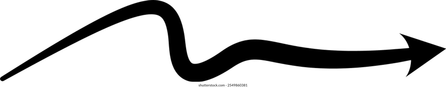 Curved arrow pointer hand drawn doodle style zigzag stripes arrows line 