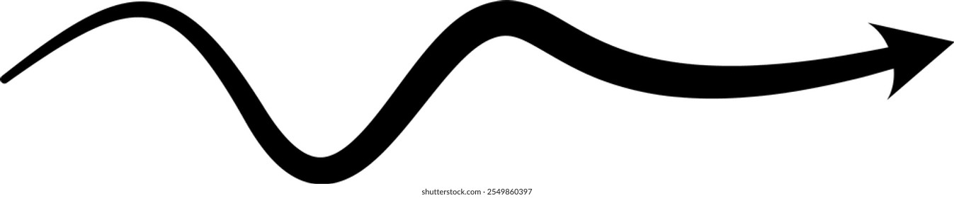 Curved arrow pointer hand drawn doodle style zigzag stripes arrows line 
