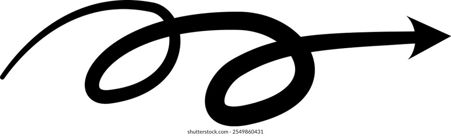 Curved arrow pointer hand drawn doodle style zigzag stripes arrows line 