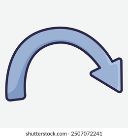 Una flecha curva que apunta hacia abajo, diseñada con un acabado suave y azul claro.