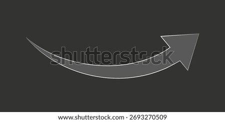 Curved Arrow Pointing Right with Gray Gradient on Dark Background