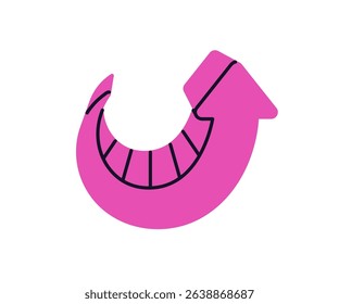 Curved arrow pointing up. Upward direction, growth, improvement and rise, bent pointer symbol. Rotating sign for rotation and turning movement. Flat vector illustration isolated on white background