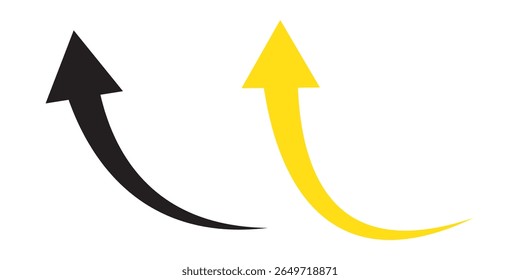 Seta curva para a direita sinal de vetor de direção. Sinal de seta curva. seta arredondada. Ponteiro de direção para cima. Vetor de símbolo de símbolo de ícone de ponteiro de seta.
