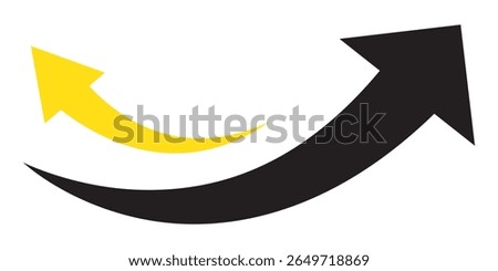 Curved arrow right direction vector sign. Curved arrow sign.  rounded arrow. Direction pointer pointing up. Arrow pointer icon sign symbol vector.