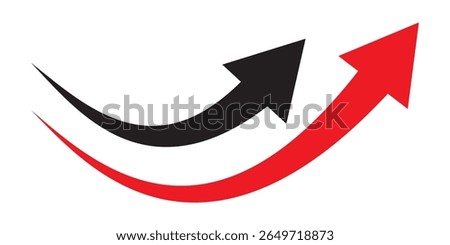 Curved arrow right direction vector sign. Curved arrow sign.  rounded arrow. Direction pointer pointing up. Arrow pointer icon sign symbol vector.