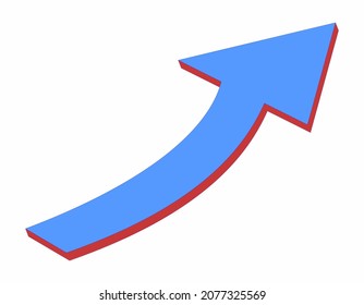 Curved arrow rising. Arrow in the form of a slide moving up.