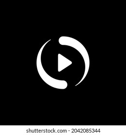 Curved arrow rotation icon reload and play sign. Reload sign, directional button icon. Rotate, refresh, reset, repeat pictogram arrows, play, start.