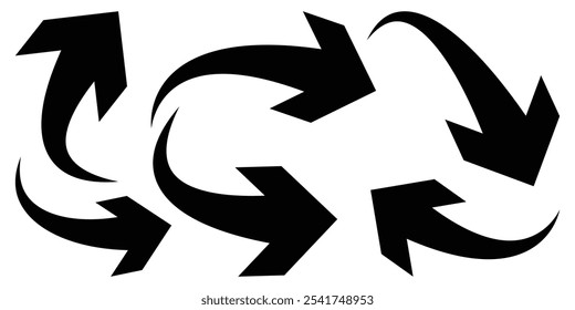 Curved arrow. Curved arrow set. Curved arrow curved sign isolated on white background.