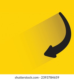 curved arrow with shadow on yellow background