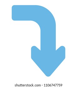 
An curved arrow showing down indication or direction
