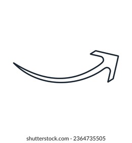 curved arrow sign. direction symbol.  Vector linear icon isolated on white background.