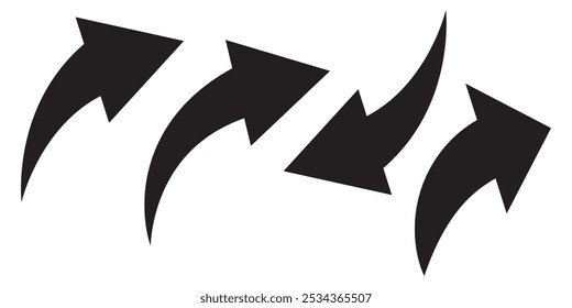 Curved arrow sign. Red arrow icon on white background.