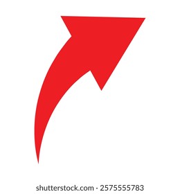 Curved arrow sign. Red curved arrow icon. Red arrow icon on white background. Vector illustration.