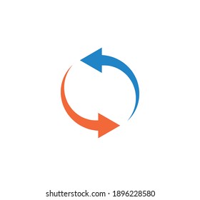 Curved Arrow sign rotation icon reload symbol. Reload sign, direction button icon. Rotation, refresh, reset,  repeat arows sign pictogram 