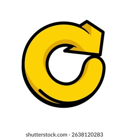 Curved arrow turns in yellow graphic flat background design - Powered by Shutterstock - Get 15% off with code: PIKWIZARD15