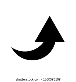curved arrow uptrend icon isolated on white background. vector illustration 