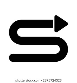 Diseño vectorial de flecha curvada aislado en fondo blanco