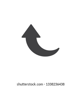 Curved arrow up vector icon. filled flat sign for mobile concept and web design. Upload arrow glyph icon. Symbol, logo illustration. Pixel perfect vector graphics