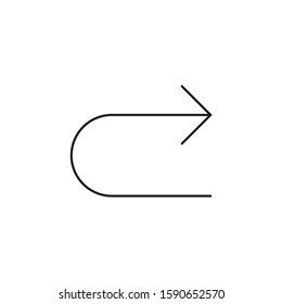 Curved arrow vector icon. Vector illustration, flat design