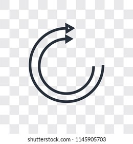 Curved Arrow vector icon isolated on transparent background, Curved Arrow logo concept