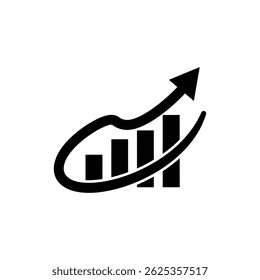 Curved Arrow Wrapping Around Bar Chart Showing Business Growth and Progress